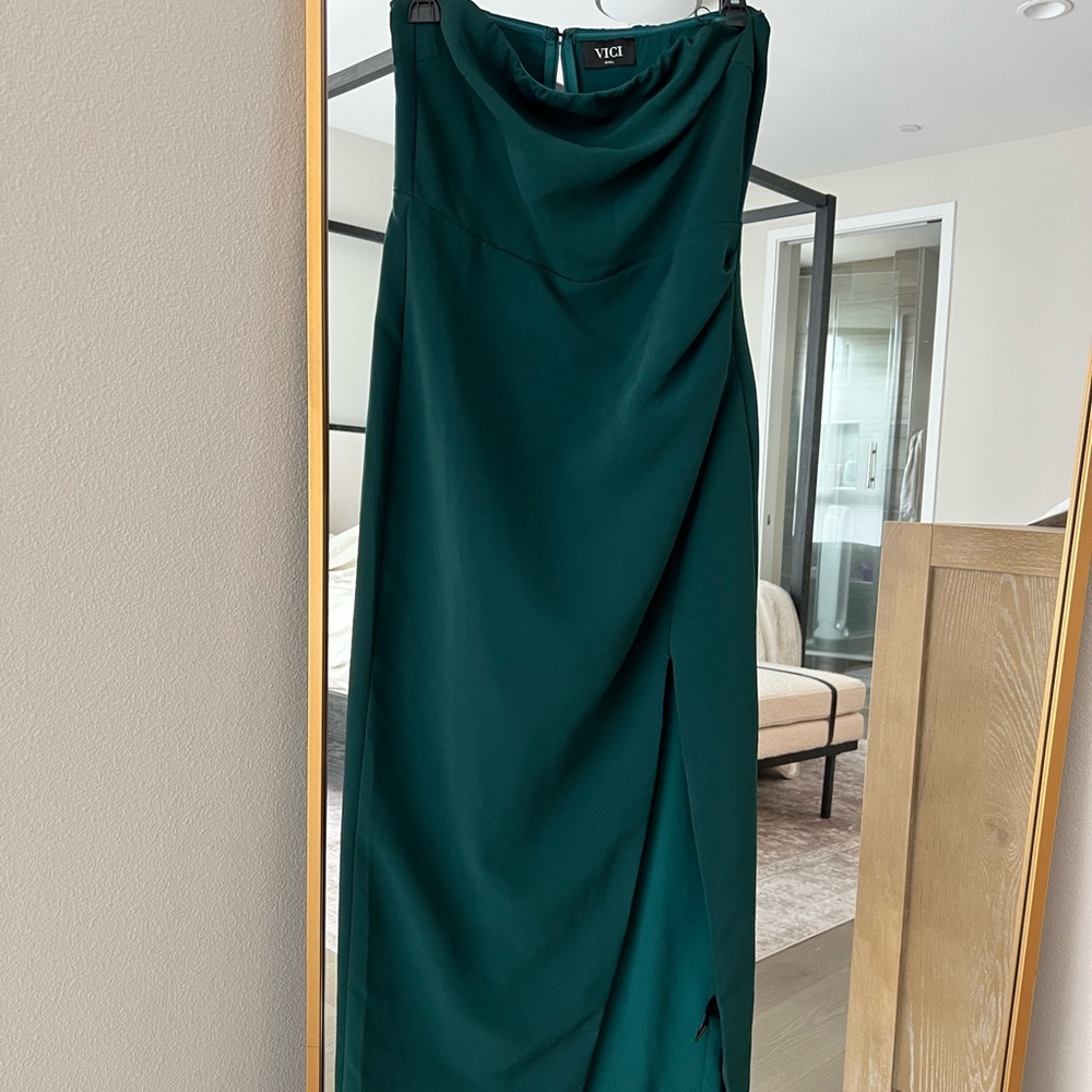 VICI Emerald Draped Maxi Dress